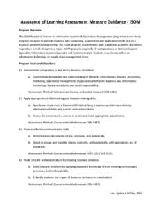 Assurance of Learning Assessment Measure Guidance - ISOM