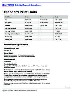 Print Ad Specs & Guidelines  Standard Print Units Unit Name  Live
