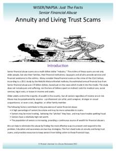    WISER/NAPSA: Just The Facts  Senior Financial Abuse   Annuity and Living Trust Scams 