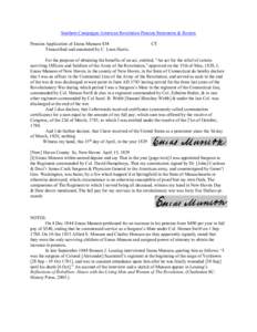 Southern Campaigns American Revolution Pension Statements & Rosters Pension Application of Eneas Munson S34 Transcribed and annotated by C. Leon Harris. CT