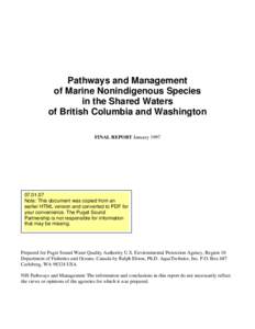 Pathways and Management of Marine Nonindigenous Species in the Shared Waters of British Columbia and Washington