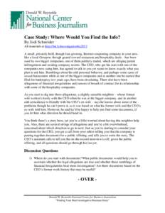 Case Study: Where Would You Find the Info? By Jodi Schneider All materials at http://bit.ly/investigativebiz2013 A small, privately held, though fast-growing, Internet-couponing company in your area – like a local Grou