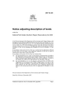 2007 No 601  New South Wales Notice adjusting description of lands under the