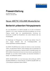 Pressemitteilung Carl Berberich GmbH Heilbronn, 20. April 2015 Neuer ARCTIC VOLUME-Musterfächer