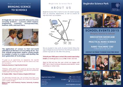 BRINGING SCIENCE TO SCHOOLS Where Science and Industry Meet  ABOUT US