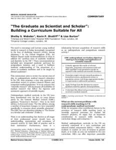 MEDICAL SCIENCE EDUCATOR The Journal of the International Association of Medical Science Educators Med Sci Educ 2012; 22(3S): COMMENTARY