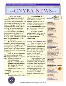 CENTRAL NEW YORK BLUEGRASS ASSOCIATION
SEPTEMBER[removed]CNYBA NEWS-FESTIVAL NEWS