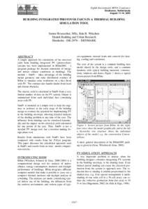 Eighth International IBPSA Conference Eindhoven, Netherlands August 11-14, 2003 BUILDING INTEGRATED PHOTOVOLTAICS IN A THERMAL BUILDING SIMULATION TOOL