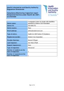 Microsoft Word - DCD Monitoring Report - DCAD18 Western Care Association - Glade View Residential Service _MON-0011464_