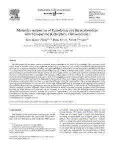 Computational phylogenetics / 18S ribosomal RNA / Phylogenetic tree / Synetini / Eumolpinae / 16S ribosomal RNA / Maximum parsimony / Phylogenetics / Ribosomal RNA / Chrysomelidae