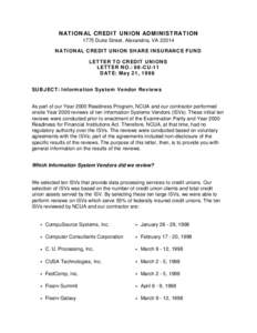 NCUA LETTER TO FEDERAL CREDIT UNIONS - 98-CU-11