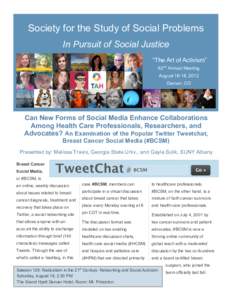 Health / Medicine / Software / Patient advocacy / Oncology / Social media / Cancer survivor / Twitter / Breast cancer / Breast cancer awareness