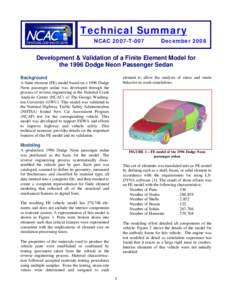 Crash simulation / Automobile safety / Accelerometer / LS-DYNA / National Highway Traffic Safety Administration / Pam-Crash / Transport / Land transport / Car safety