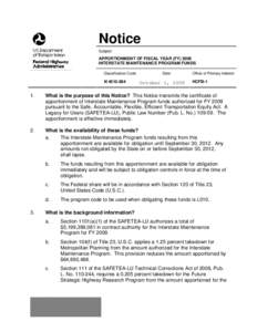 REVISED Apportionment of FY 2008 Interstate Maintenance Program Funds