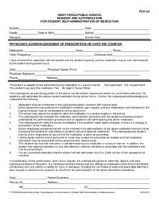 Microsoft Word - Request & Authorization for Student Self-Administration of Medication