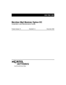Meridian Mail Modular Option EC Installation and Maintenance Guide Product release 13