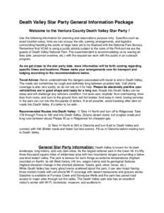 Death Valley Star Party General Information Package!  ! ! !