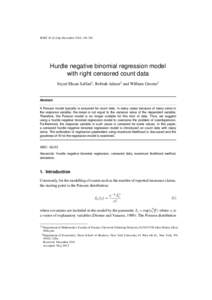 Idescat. SORT. Hurdle negative binomial regression model with right censored count data. Volume 36 (2)