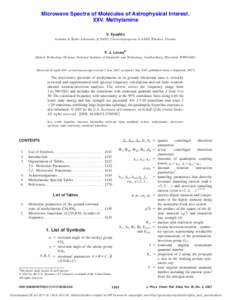 Microwave Spectra of Molecules of Astrophysical Interest. XXV. Methylamine V. Ilyushin Institute of Radio Astronomy of NASU, Chervonopraporna 4, 61002 Kharkov, Ukraine  F. J. Lovasa…