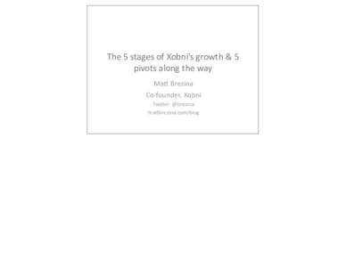 The 5 stages of Xobni’s growth & 5  pivots along the way Ma9 Brezina Co‐founder, Xobni Twi9er: @brezina ma9brezina.com/blog