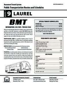 EFFECTIVE JANUARY[removed]Beaumont Transit System ROUTE #