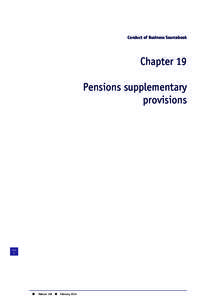 Conduct of Business Sourcebook  Chapter 19 Pensions supplementary provisions