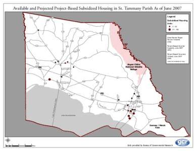 St Tammany Available and Projected Project-Based Subsidized Housing June 2007.mxd