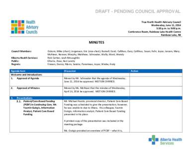 True North Health Advisory Council - June 11, [removed]Minutes
