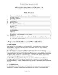 Outline for Observations Review Documentation