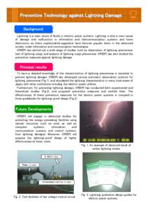 Preventive Technology against Lightning Damage Background Lightning is a main cause of faults in electric power systems. Lightning is also a main cause of damage and malfunction in information and telecommunication syste