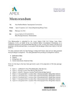 NEW BEDFORD, LOWER HARBOR COMBINED AQUATIC DISPOSAL (CAD) CELL (LHCC) DATA PACKAGE SUMMARY MEMO (DATA PACKAGE ATTACHED), [removed], SDMS# 506004