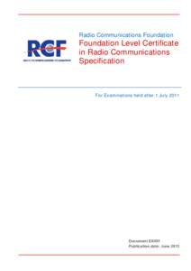 Draft Foundation Radio Amateur Licence – Syllabus