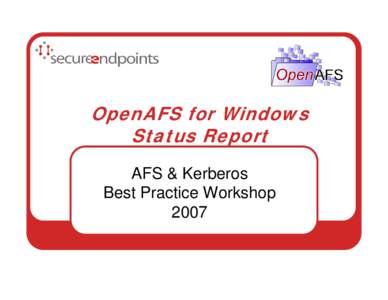 OpenAFS for Windows Status Report