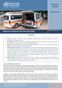 MONTHLY REPORT October 2012 Ambulances at RafahOffice,