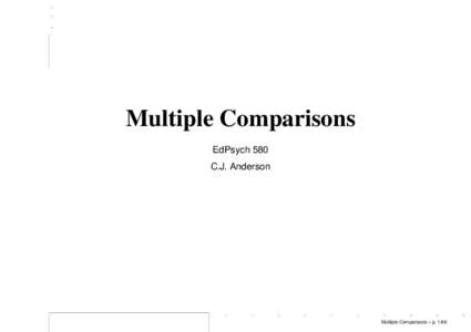 Multiple Comparisons EdPsych 580 C.J. Anderson Multiple Comparisons – p. 1/69