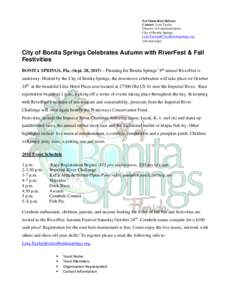 For Immediate Release Contact: Lora Taylor Director of Communications City of Bonita Springs