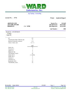 Laboratories, Inc. Ag Testing - ConsultingAccount No. :