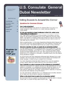 U.S. Consulate General Dubai Newsletter Ame ri ca n Ci ti ze n S e rvi ce s Dubai N e wsle tter