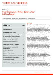 Working Paper  Investing at Least a Trillion Dollars a Year in Clean Energy Julia Zuckerman, Jana Frejova, Ilmi Granoff and David Nelson