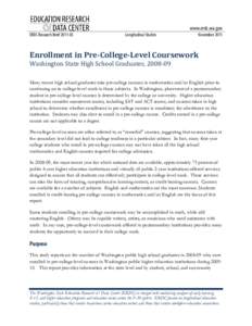Enrollment in Pre-College-Level Coursework, Washington State High School Graduates, [removed]