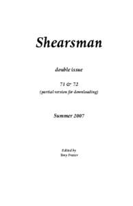 Shearsman double issue 71 & 72 (partial version for downloading)  Summer 2007