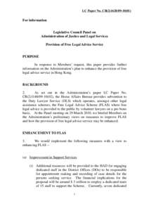 LC Paper No. CB[removed])  For information Legislative Council Panel on Administration of Justice and Legal Services