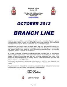 Port Elgin Legion Branch 340 P.O. Box 359, 630 Green Street Port Elgin, Ontario N0H 2C0[removed]www.branch340.ca