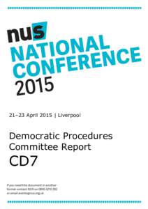 21–23 April 2015 | Liverpool  Democratic Procedures Committee Report  CD7