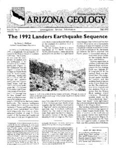 @ARIZONA GEOLOGY Arizona Geological Survey 1  Vol. 22, No. 3