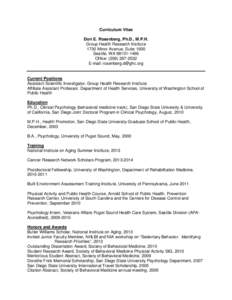 Curriculum Vitae Dori E. Rosenberg, Ph.D., M.P.H. Group Health Research Institute 1730 Minor Avenue, Suite 1600 Seattle, WA[removed]Office: ([removed]