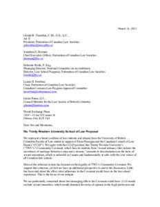 March 14, 2013 Gérard R. Tremblay, C.M., O.Q., Q.C., Ad. E. President, Federation of Canadian Law Societies [removed] Jonathan G. Herman
