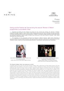 Press ReleaseKering and the Festival de Cannes bring the second ‘Women in Motion’ programme to a successful close