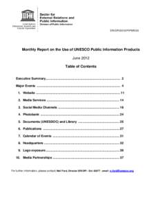 Monthly report on the use of UNESCO public information products, June 2012; 2012