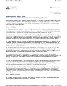 Detention /  Treatment /  and Trial of Certain Non-Citizens in the War Against Terrorism / United States Secretary of Defense / Commander-in-chief / Military Commissions Act / Constitution of Nigeria